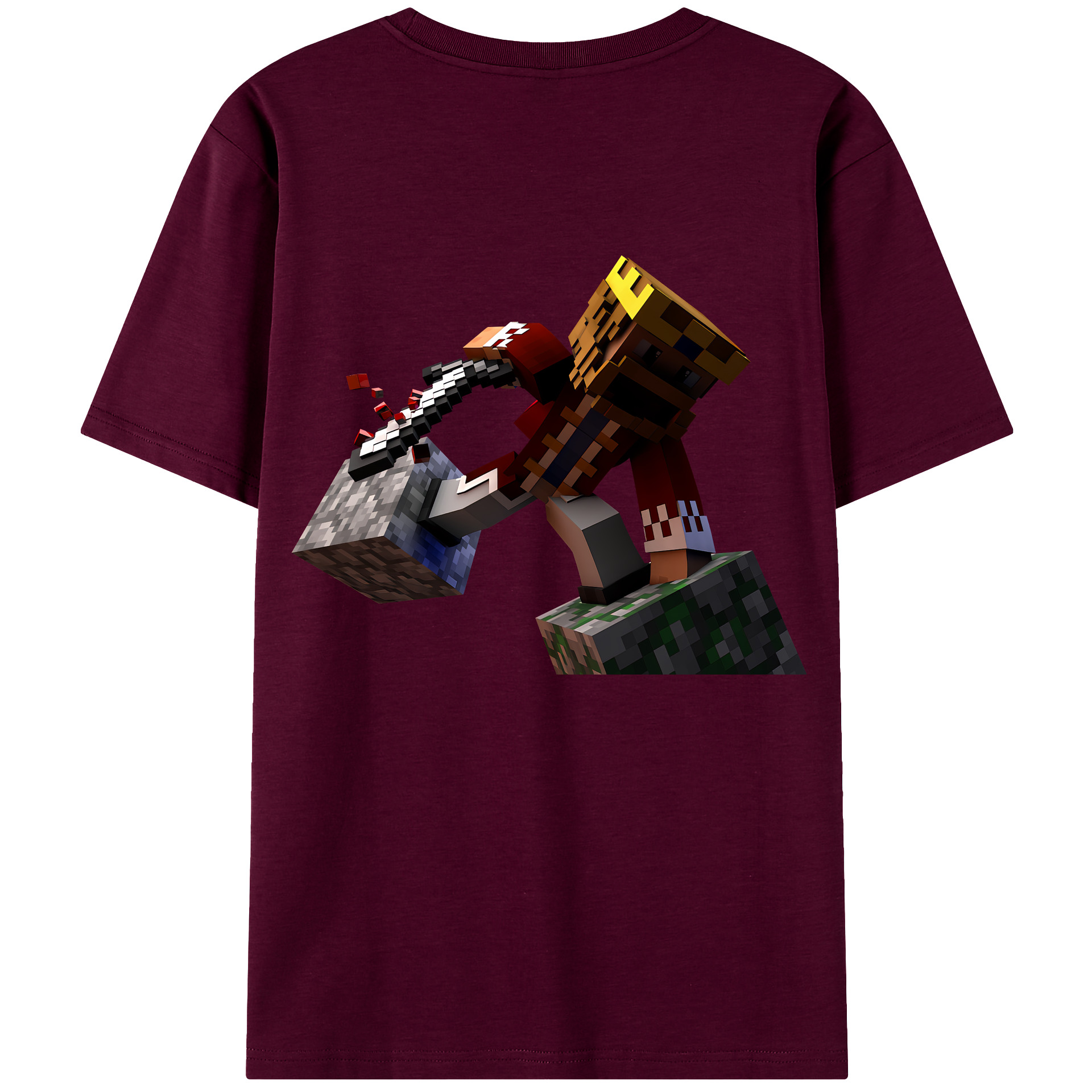 （画像用） マインクラフト ブロックの世界 Minecraft MC Block world レディース半袖Tシャツ(バックプリント)